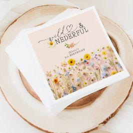 ワイルドフラワーモダンガール1歳の誕生日 スタンダードカクテルナプキン