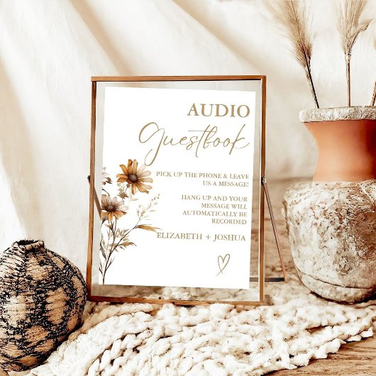 ワイルドフラワーモダンゴールド放牧テーブルの看板 ポスター