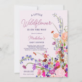 ワイルドフラワーモダンスクリプトの赤ちゃんシャワー 招待状 (正面)