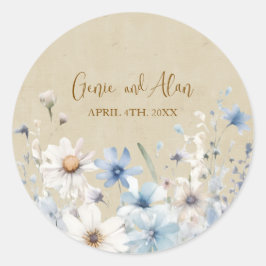 ワイルドフラワーモダンスクリプト ラウンドシール
