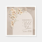 ワイルドフラワーモダンズアイボリーアーチフレームブライダルシャワー スタンダードカクテルナプキン (正面)