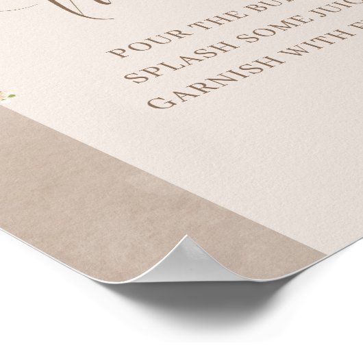 ワイルドフラワーモダンズアイボリーアーチフレームミモザバー ポスター (角)