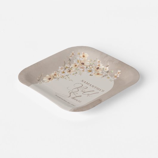 ワイルドフラワーモダンズアイボリーボホアーチブライダルシャワー ペーパープレート (傾斜あり)