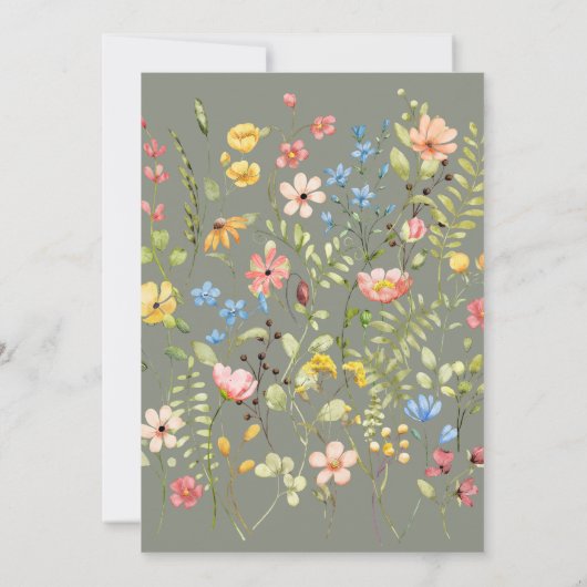 ワイルドフラワーモダンズエレガントガーデン結婚セージ 招待状 (裏面)