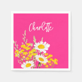 ワイルドフラワーモダンズカスタムモノグラム スタンダードカクテルナプキン