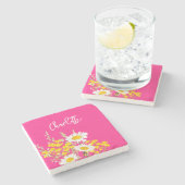 ワイルドフラワーモダンズカスタムモノグラム ストーンコースター (横)