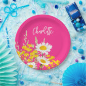 ワイルドフラワーモダンズカスタムモノグラム ペーパープレート (パーティー)