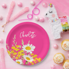 ワイルドフラワーモダンズカスタムモノグラム ペーパープレート