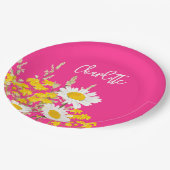 ワイルドフラワーモダンズカスタムモノグラム ペーパープレート (アングル)