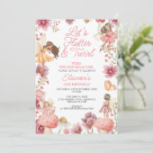 ワイルドフラワーモダンズフラッタトゥウィールフェアリー誕生日 招待状 (スタンド正面)