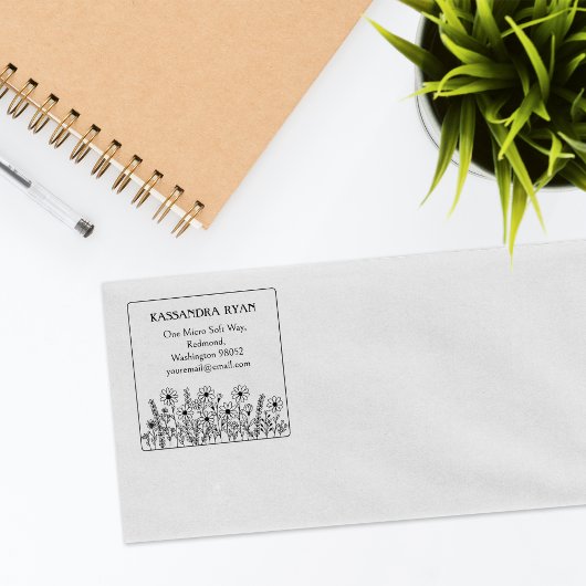 ワイルドフラワーモダンズ名前をカスタムする差出人住所 ラバースタンプ