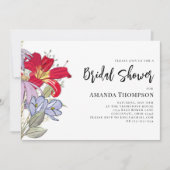 ワイルドフラワーモダンズ水彩ブライダルシャワー 招待状 (正面)