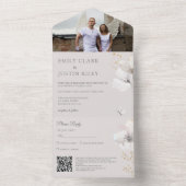 ワイルドフラワーモダンズ水彩写真QRCode結婚's オールインワン招待状 (内側)