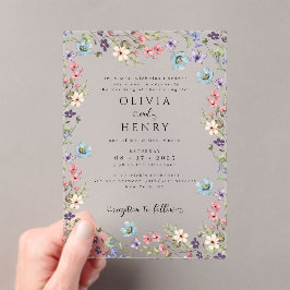 ワイルドフラワーモダンズ素朴ガーデン春の結婚式 アクリル招待状