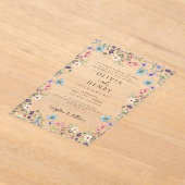 ワイルドフラワーモダンズ素朴ガーデン春の結婚式 アクリル招待状 (レイダウン)