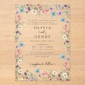 ワイルドフラワーモダンズ素朴ガーデン春の結婚式 アクリル招待状 (正面)