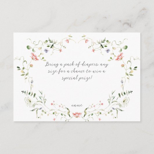 ワイルドフラワーモダンニュートラル赤ちゃんシャワーおむつ エンクロージャーカード (裏面)