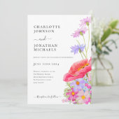 ワイルドフラワーモダンパステルウォーターカラー結婚ズ 招待状 (スタンド正面)