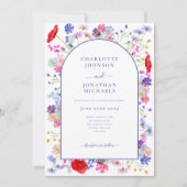 ワイルドフラワーモダンパープルアーチ 招待状 (正面)
