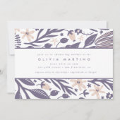 ワイルドフラワーモダンパープルピーチガール赤ちゃんシャワー 招待状 (正面)