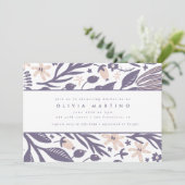 ワイルドフラワーモダンパープルピーチガール赤ちゃんシャワー 招待状 (スタンド正面)