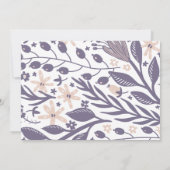 ワイルドフラワーモダンパープルピーチガール赤ちゃんシャワー 招待状 (裏面)