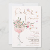 ワイルドフラワーモダンパールアンドプロセッコブライダルシャワー 招待状 (正面)