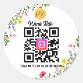 ワイルドフラワーモダンビジネスインスタグラムQrコード ラウンドシール (正面)