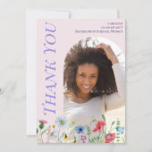 ワイルドフラワーモダンピンク卒業2025アーチ写真 サンキューカード (正面)