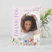 ワイルドフラワーモダンピンク卒業2025アーチ写真 サンキューカード (スタンド正面)