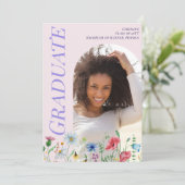 ワイルドフラワーモダンピンク卒業2025アーチ写真 案内状 (スタンド正面)