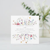 ワイルドフラワーモダンフレームスクエア結婚ズ 招待状 (スタンド正面)