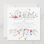 ワイルドフラワーモダンフレームスクエア結婚ズ 招待状 (正面)