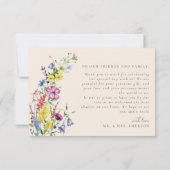 ワイルドフラワーモダンフローラウォーター結婚カラー サンキューカード (裏面)