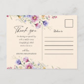 ワイルドフラワーモダンフローラエレガントな結婚式ありがとう ポストカード (裏面)
