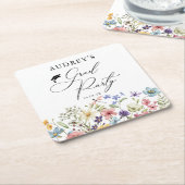 ワイルドフラワーモダンフローラグラードパーティー スクエアペーパーコースター (アングル)
