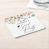 ワイルドフラワーモダンフローラグラードパーティー スクエアペーパーコースター (アングル)