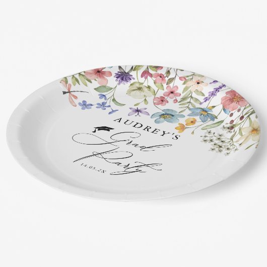 ワイルドフラワーモダンフローラグラードパーティー ペーパープレート (アングル)