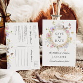 ワイルドフラワーモダンフローラリース日付の保存 案内ポストカード