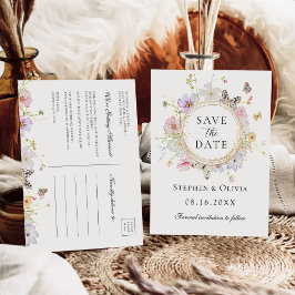 ワイルドフラワーモダンフローラリース日付の保存 案内ポストカード