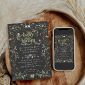 ワイルドフラワーモダンフローラ濃いテーマ赤ちゃんシャワー 招待状