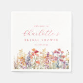 ワイルドフラワーモダンブライダルシャワーへようこそ スタンダードカクテルナプキン (正面)