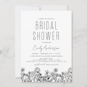 ワイルドフラワーモダンブライダルシャワーエレガント招待状 招待状 (正面)