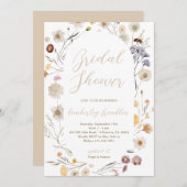 ワイルドフラワーモダンブライダルシャワープリントまたはデジタル 招待状 (正面/裏面)