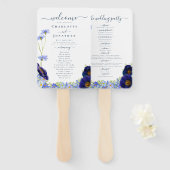 ワイルドフラワーモダンブルーウェディングデー ハンドファン (正面&裏面)