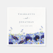 ワイルドフラワーモダンブルーフローラ結婚ズ スタンダードカクテルナプキン (正面)