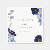 ワイルドフラワーモダンブルー結婚ズ スタンダードカクテルナプキン (正面)