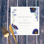 ワイルドフラワーモダンブルー結婚ズ スタンダードカクテルナプキン