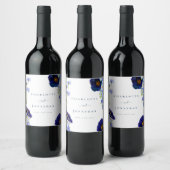 ワイルドフラワーモダンブルー結婚ズ ワインラベル (ボトル)