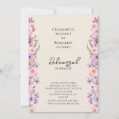 ワイルドフラワーモダンベージュのリハ結婚ーサルディナー 招待状 (正面)